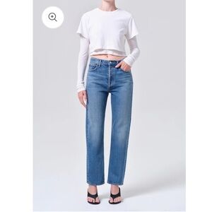 Agolde 90s punch waist high rise straight Classic Blue Women's denim Jeans